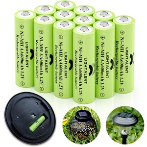 Ni-MH AA Rechargeable Batteries, Double A High Capacity 1.2V Pre-Charged Battery for Outdoor Solar Lights(AA-600mAh-12pack)