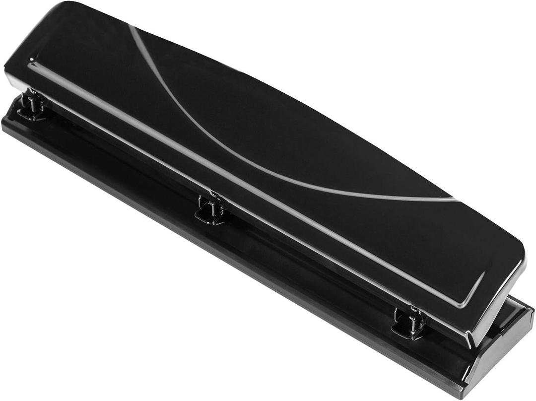 Amazon Basics 3 Hole Punch, 10 Sheet Capacity, Black, Easy-Clean Tray
