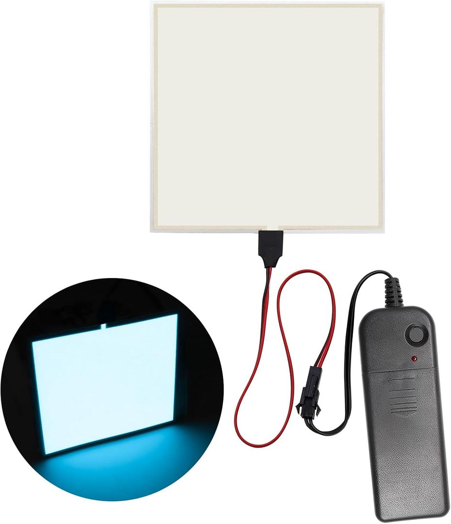4" x 4" EL Panel Electroluminescent Light Sheet Decorations Light Lamp Sheet Sheet with Battery Inverter (Ice Blue)
