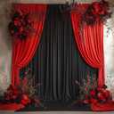 50ftx14FT Wrinkle Free Black Backdrop Curtain, 10 Panels 14FT Height Black Wedding Backdrop Drapes, Silky Polyester Back Drop Cloth for Birthday Photography Background Party Backdrop Draping