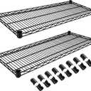 MorningRo 2 Pack Additional Wire Shelf for Wire Shelving Units Chrome Finish Shelving Weight Capacity 600-800 Lb, Heavy Steel Industrial for Warehouses, Closets, Kitchen (Black,14" W X 36" L)