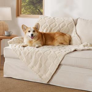 Bedsure Dog Blankets for Large Dogs Washable - Fluffy Fuzzy Cat Puppy Blanket with Premium 300GSM Coral Fleece Soft for Pet Kitten Doggy, White, 40x50"