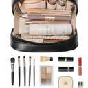 RIGHT AWAY Small Makeup Bag for Purse, Travel Cosmetic Bag Organizer for Women, Cute Make Up Pouch Waterproof Toiletry Bag with Zipper, Portable Makeup Case Skincare Bag for Travel Accessories (Black)