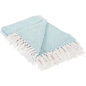 DII 100% Cotton Basket Weave Throw for Indoor/Outdoor Use Camping Bbq's Beaches Everyday Blanket, 50 x 60, Woven Stripe (Aqua)