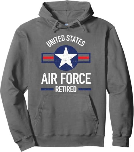 USAF Retired Air Force Military Retirement Gift Hoodie Pullover Hoodie (Small, Black)