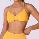 ABOCIW Women Seamless Halter Sports Bra Open Back Padded Gym Workout Crop Tank Tops Low Impact Bra (Yellow)