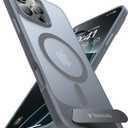 TORRAS Strong Magnetic & Seamless Stand for iPhone 16 Pro Case, Fit for MagSafe, Military Grade Drop Tested Adjustable Kickstand Protective Slim Case for iPhone 16 Pro 6.3", Natural Titanium,Deep Gray