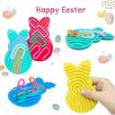 4 Pcs Easter Bunny Sensory Activity Board Toys Double-Side Silicone Fidget Toy for Kids Boys Girls Calming for Anxiety Easter Basket Stuffers Eggs Fillers Party Favors Gifts, 4 Pieces