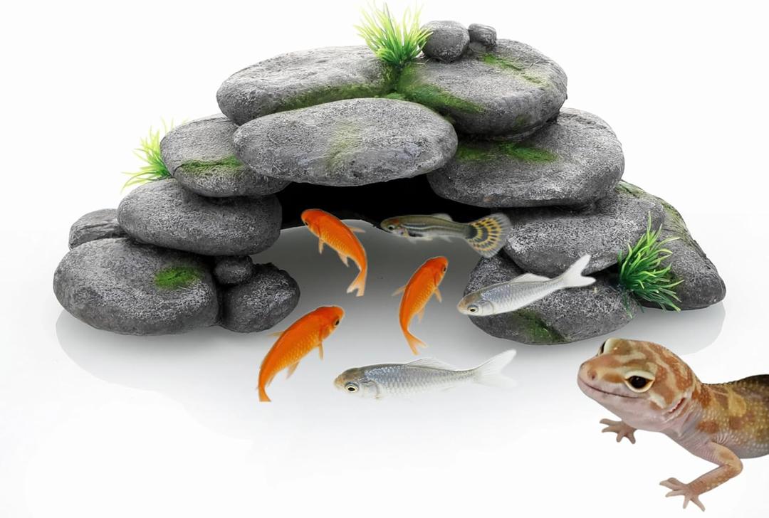 Aquarium Decor, Rock Cave House Shelter for Reptiles, Durable & Easy to Clean, Aquarium Landscape Decoration, Reptile Tank & Terrarium Accessories