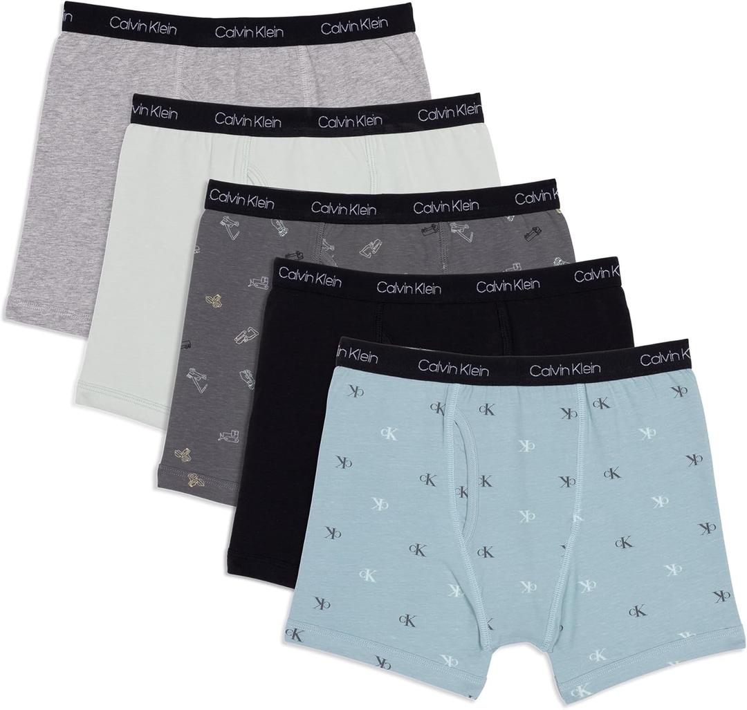 Calvin Klein Boys' Modern Cotton Boxer Briefs (5 Pack) (Medium)