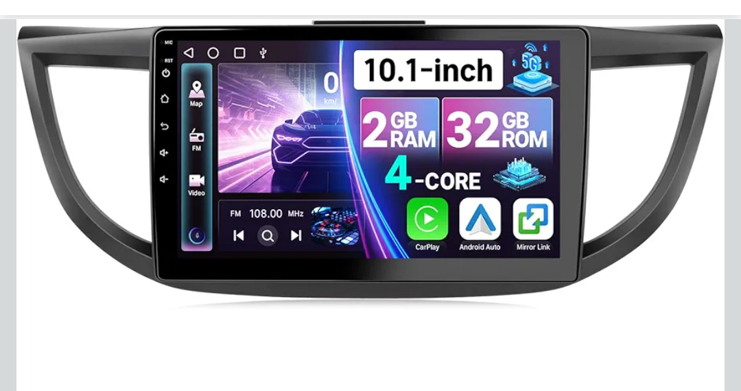 10.1" Android Car Stereo for Honda CRV 2012 2013 2014 2015 2016 Radio with Wireless CarPlay Android Auto, 2+32GB Touch Screen for Honda CR-V with GPS/5G WiFi/5.1BT/FM/SWC/MIC/Backup Camera + CANBUS