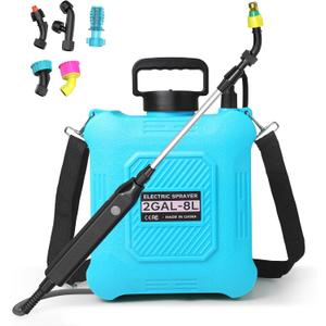 2 Gallon Electric Sprayer – Garden Sprayer for Weeds, Lawn Care & Pesticides – 23.62” Retractable Wand, 6 Nozzles & Easy Carry Handle – Durable & Lightweight, Blue