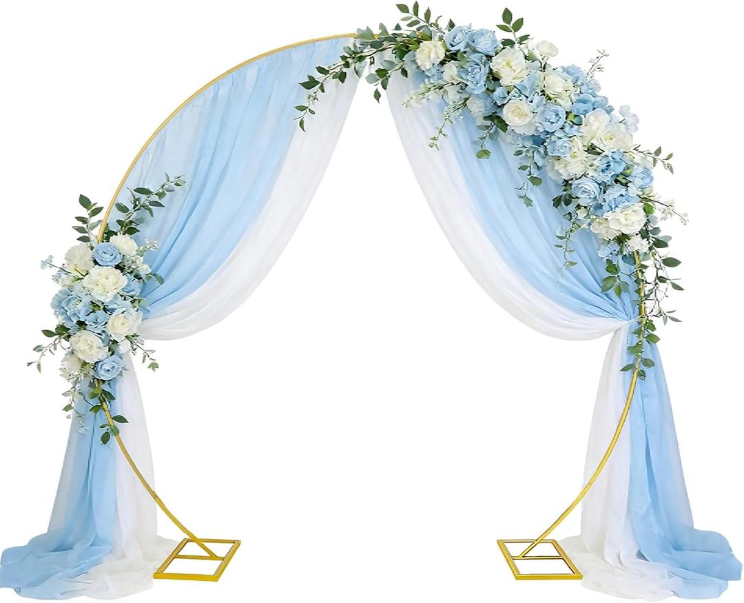 Metal Balloon Arch, Round Arch Backdrop Stand 8 FT(2.5M) Large Golden Circle Arch Frame with Base for Birthday, Wedding, Party, and Baby Shower Photo Background Decorations (Gold)