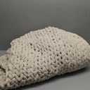 Admitrack Chunky Knit Blanket Throw 51"x63", 100% Hand Knit Chenille Throw Blanket for Sofa & Home Decor, Soft and Cozy Knitted Throw Blankets (Ivory51"x63")