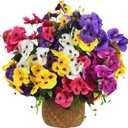 12 Bundles Artificial Pansy Flowers Faux Plastic Wild Flowers Bushes for Home Kitchen Garden Wedding Table Centerpieces Bouquet Arrangement Indoor Outdoor Decor (Mixed Color - 12Pack)