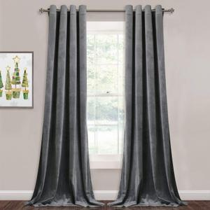 StangH Grey Velvet Curtains for Living Room 96 inches Long Blackout Curtains for Bedroom Grommet Privacy Thermal Insulated Window Drapes for Sliding Glass Door, W52 by L96 inches, 2 Panels