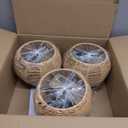 3 Pack Wicker Pendant Light Natural Woven Pendant Light Boho Chandelier Light Fixture Dome Rustic Farmhouse Pendant Lights Rattan Light Fixture for Dining Room Kitchen Island (Bulb Incl.)