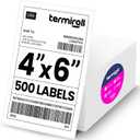 4x6 Thermal Labels, Shipping Stickers, 500 Labels/Fanfold Perforated, Compatible with Rollo, Zebra, iDPRT, Munbyn & More Direct Thermal Printers, Strong Adhesive, Multipurpose Small & Medium Business (White)