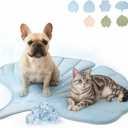 Dog Cooling Mat - Large Leaf Shaped, Washable, Non-Slip, Summer Pad for Dogs and Cats, Lightweight (Small ( 25 lb), Blue)