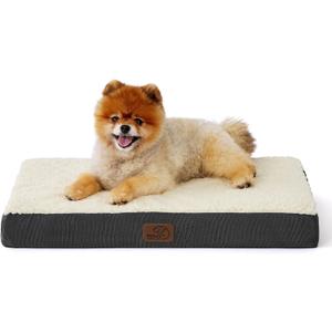 Bedsure Dog Bed for Small Dogs - Comfy Flat Puppy Beds with Removable Washable Cover, Orthopedic Egg Crate Foam Pet Mat, Suitable for Pet Up to 15 lbs (24"L x 16"W x 3"Th, Grey)