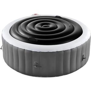 Tlswshsy 4.5 Ft Inflatable Hot Tub Cover- Energy Saving lid for Round Hot Tub- Foldable Protective Rain Overflow Cover for Outdoor Inflatable Hot Tubs (Black)