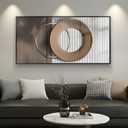 Large Horizontal Modern Wall Art for Bedroom, Framed Neutral Picture Prints, Minimalist White Brown Circle Geometric Painting Artwork Decor for Living Room Dining Room Hallway Office 56x28 Inch, 28.5"L x 57"W