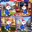 4th of July Inflatables 5FT Dog with Amaerican Flag Patriotic Independence Day Blow Up Puppy Inflatable Yard Decorations with Built-in LEDs for Holiday Party Indoor Outdoor Yard Garden Lawn