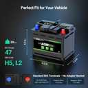 HQST 12V 60Ah AGM Car Battery, Group 47 H5, 680CCA, 100RC, Start-Stop