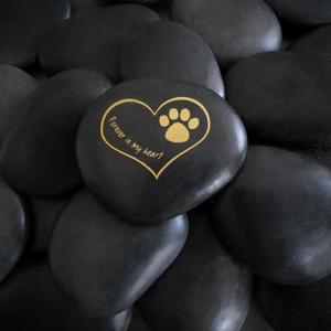 Pet Memorial Gifts for Loss Dogs and Cats - Dog Memorial Stone with Paw Print - Dog Bereavement Sympathy Gift Includes Pet Sympathy Cards - Forever in My Heart Plaque (Gold)