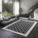 Washable Rug 8x10 Soft Textured Area Rug with Non-Slip Backing, Modern Luxury Checkered Design, Machine Washable Carpet Perfect for Living Room, Bedroom, and Dining Room, Black