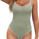BMJL One Piece Swimsuit Women Scoop Neck Slimming Bathing Suits Long Torso Swimsuits Cheeky Swimwear (Small, Army Green95)