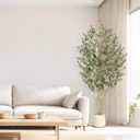 Realead 7ft Artificial Olive Tree with Tall Exquisite Planter - Realistic Fake Olive Tree with Thick Trunk and Lifelike Fruits - Large Faux Olive Tree for Home Office Decor