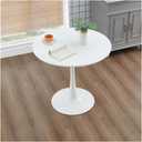 23.4" Tulip Dining Table, White, Perfect for 2-4 People, Mid-Century Modern Style, Round MDF Top with Sturdy Base for Dining Room, Living Room, Cafe (60cm)