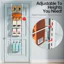 Delamu Pantry Door Organizer, Adjustable Metal Over the Door Pantry Organizer Rack, 6-Tier Over the Door Spice Rack, Kitchen Pantry Door Organizers and Storage, D5 W12 H52.1 inch, White, Small