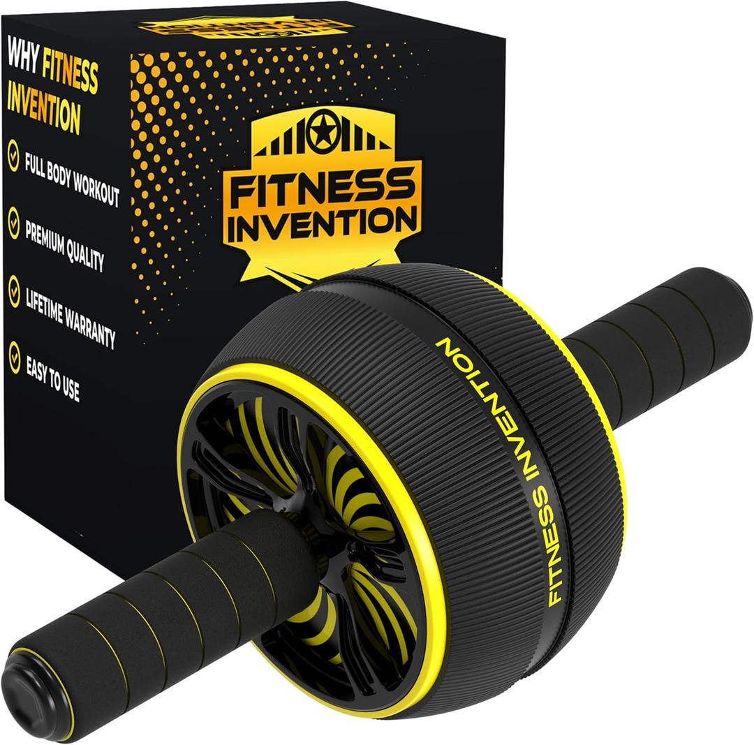 Ab Roller Wheel - Ab Wheel Roller & Knee Mat - Rueda Para Abdominales - Abdominal Wheel - Abs Roller for Men & Women - Home Gym Equipment (Black & Gold)