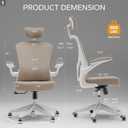 Ergonomic Office Chair with Adjustable Lumbar Support & Flip-Up Armrests - High Back Computer Desk Chair with Thickened Seat Cushion, Rolling Wheels for Home/Office Study Work