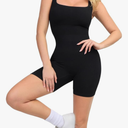 Shapewear Jumpsuits for Women Built-in Bra Square Neck Rompers Shorts Bodycon Bodysuits Summer Outfits S