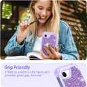 LONTECT for iPhone 16e Case Glitter Sparkly Bling 3 in 1 Shockproof Heavy Duty Hybrid Sturdy High Impact Protective Cover Case for Apple iPhone 16e 6.1 inch 2025,Purple