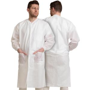 30 Pack Disposable Lab Coats - White Lab Coat with Pockets, Knee Length, Lab Coat Women and Men | Perfect For Use in Hospitals, Pharmacies, Labs, Clinics, Painting, at Home | Small