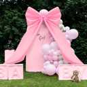 Wavwavw Big Wall Bow Decorations 39 x 72 Inch Giant Birthday Party Decor Ribbon Hanging Tie Bow Decor for Coquette Party Baby Shower Wedding Bridal Bachelorette Supplies(Pink,Polyester,Weeding)