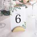 UNIQOOO 10 Pack 3.3" Arch Gold Wood Stand with 1/8" Slot, for Wedding Acrylic Table Number Sign, Wedding Display Stand, Card Holder, Great for Bar Menu, Retail Sign, Party and Events