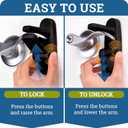 Door Lever Lock (2 Pack) Prevents Toddlers from Opening Doors. 3.25" L * 1.5" W * 4.5" H Easy One Hand Operation for Adults. Durable ABS with 3M Adhesive Backing. Simple Install, Black