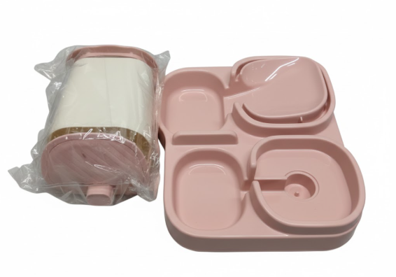 2-in-1 Gravity Pet Feeder and Water Dispenser, Small Dog Cat Food Water Dispenser, Small Pet Food and Water Dispenser, Pet Feeder Water Bowl, Easy to Clean (Pink)