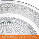 Elsjoy 6 Pack 10 Inch Large Glass Dinner Plate, Clear Round Serving Plate Vintage Embossed Dinnerware for Salad, Pasta, Fruits