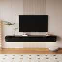 FurniNova High Gloss Floating TV Stand with 3 Doors,Black,55 Inch