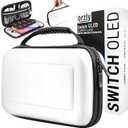 Orzly Carrying Case for Nintendo Switch OLED Console with Accessories and Game Storage Compartment - Easy Clean Case Gift Boxed (Green/White)