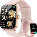 Smart Watch for Women, 1.85" HD Dynamic Dial Smartwatch for Android & iPhone with Answer/Make Call, Fitness Tracker with 110+ Sport Modes, Heart Rate/SpO2/Sleep Monitor, IP68 Waterproof (2 Bands) (small, Pink)