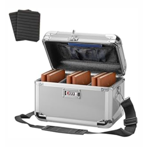 Aluminum Alloy Lock Box with Code, Lockable Storage Box for Medicine, Cash, Phone & Valuables  Childproof, Portable & Durable  12.2 x 7.8 x 6.8 Inch Black  Home, Office, School Use