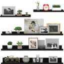 Giftgarden 36 Inch Large Floating Shelves for Wall Set of 5, Black Wood Wall Shelves for Bathroom, Bedroom, Kitchen, Living Room Storage, Wooden Picture Ledge