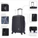 InUSA ROYAL Hardside Luggage with Ergonomic Handles | Spacious Travel Suitcase with Four Spinner Wheels and Studs | 20 Inch Hardside Carry-On Spinner Luggage | Black